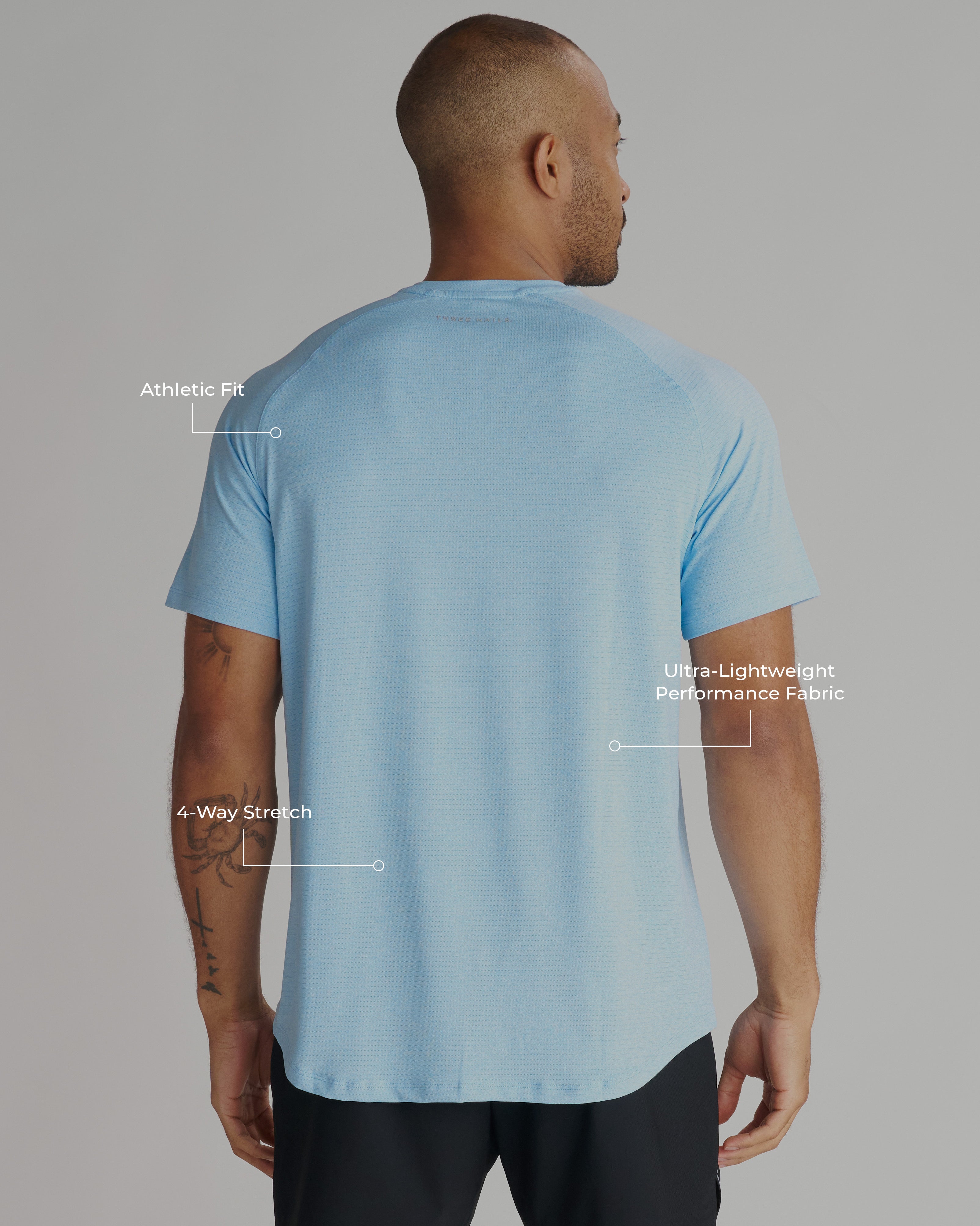 Aion-Lite™ Tee "Cross" - Sky Blue Marl